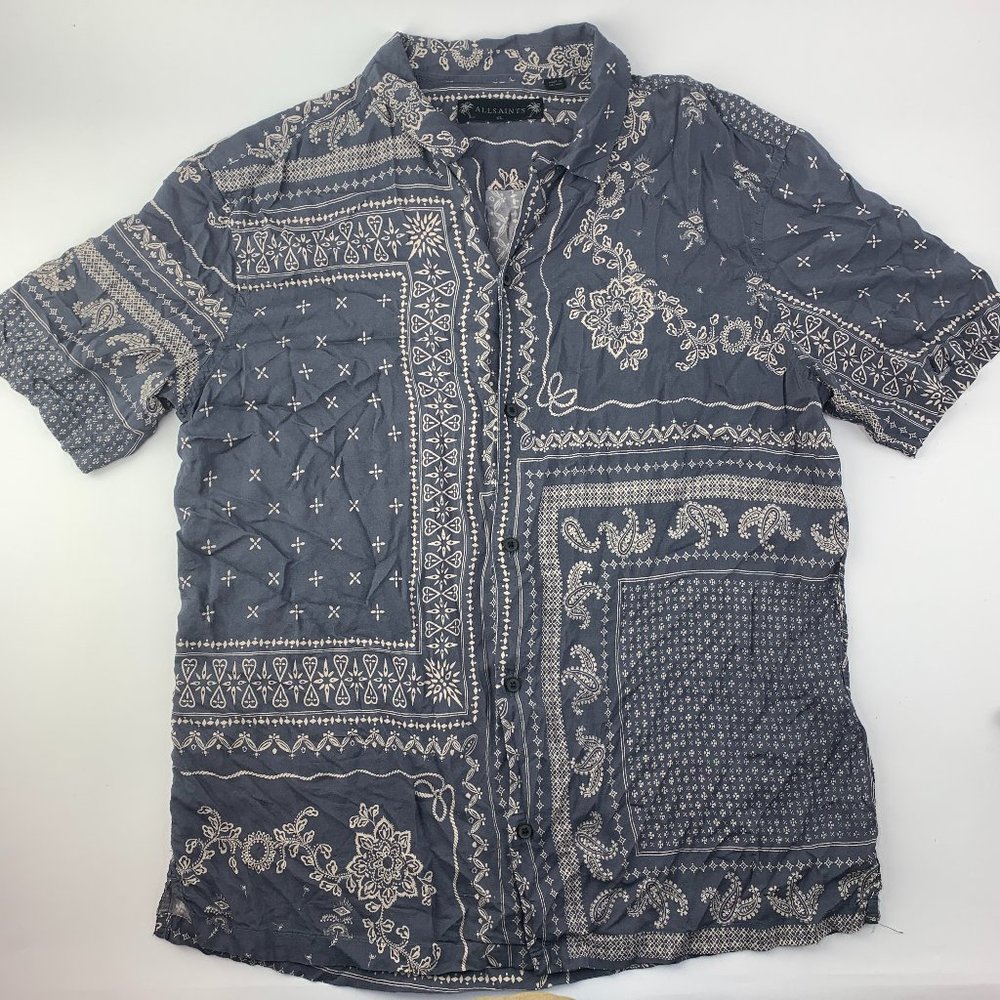 All Saints Cherito Shirt Gray Bandana Print Viscose/Rayon